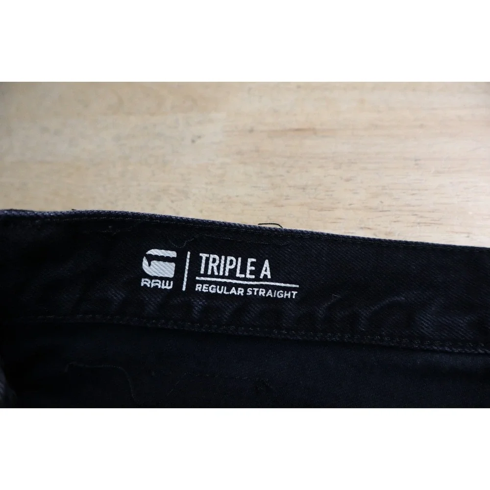 Mens G Star Denim Jeans Size 32X30 Triple A Italian Premium Black‎ Straight leg